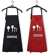 Adjustable Kitchen Aprons foWomen Men with Pockets, Personalized Cute Apron, Cooking Waterproof C...