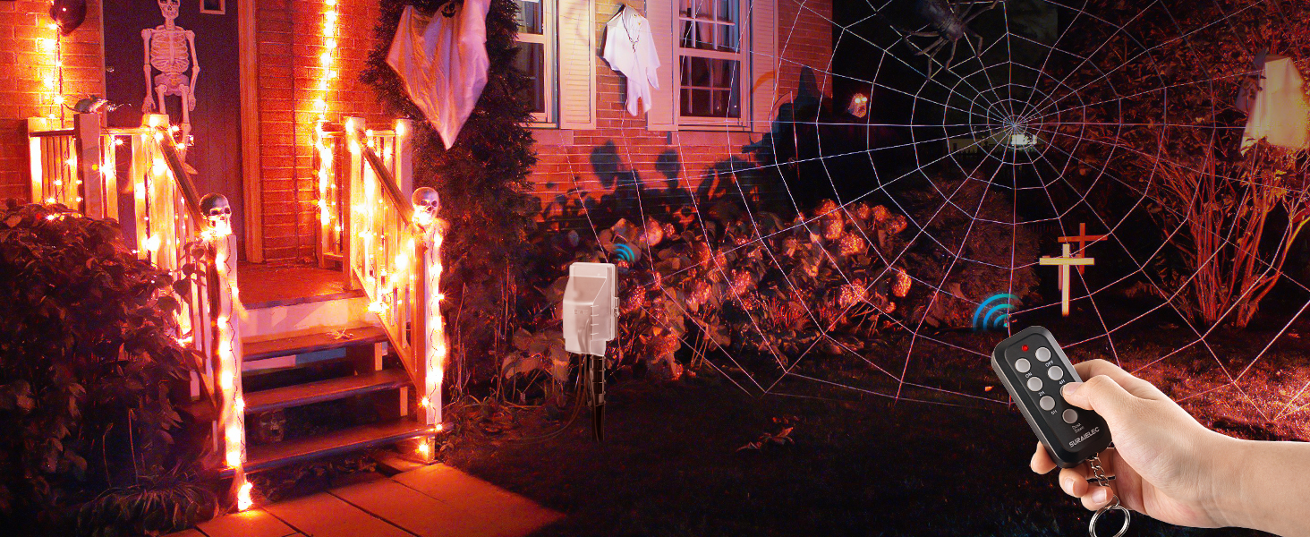 halloween extension cord 6 outlet outdoor power stake