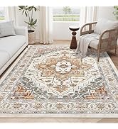 Pauwer Boho Area Rug 5x7, Large Washable Rugs for Living Room,Vintage Non Slip Bedroom Area Rugs,...