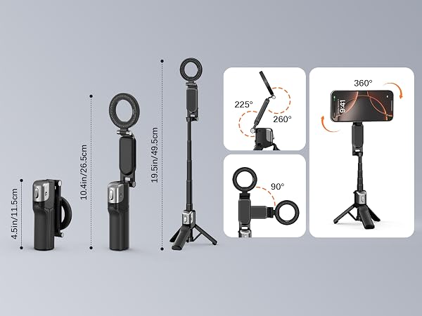 Magnetic Phone Selfie Stick Tripod with Wireless Remote