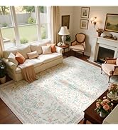 BGASZ Washable Rugs 8x10 Area Rugs for Living Room,Ultra Soft Faux Wool Retro Carpets,Non Slip Ba...