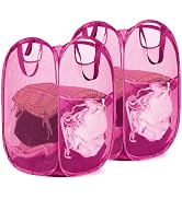 HOUSE AGAIN 2 Pcs Pop Up Laundry Hamper, Strong Mesh Laundry Baskets Collapsible, Hamper with Han...