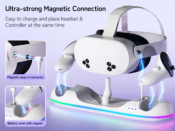 stability of the metaquest 3/3s/2 during charging.With extra charging port, charging other devices