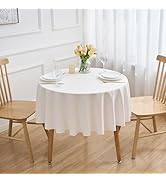 FINDYOU Ivory 6 Pack Round 60 Inch Tablecloth, Premium Polyester Table Cloth Washable Table Cover...