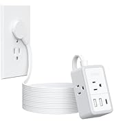 NTONPOWER Flat Extension Cord 10 Feet, Small Flat Plug Power Strip with 3 USB(1 USB-C), 3 Outlets...