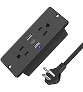 HHSOET 5 in 1 Recessed Power Strip Flat Plug, 20W Fast Charging Furniture Outlet with USB, Confer...
