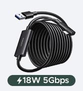 UGREEN USB 3.0 to USB-C Cable, Right Angle Cable for Oculus Quest 2/3 Link Cable for PC VR Gaming...