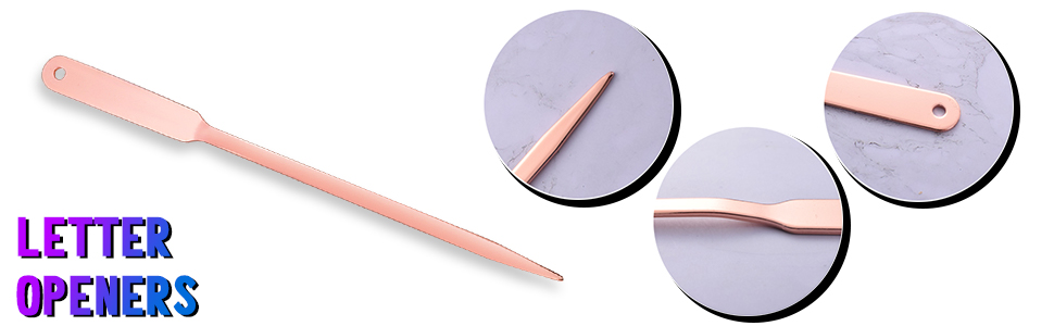 WXJ13 2 Pack Letter Openers Stainless Steel Lightweight Hand Envelope Slitter, Silver and Rose Gold