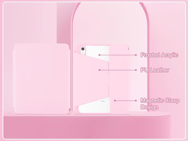 iPad 10th Gen Rotating Keyboard Case - Pink-5-1