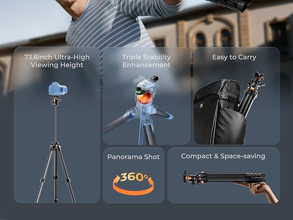 K&amp;F CONCEPT 73" Aluminum Compact Camera Tripod