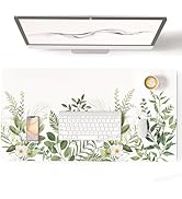 Colorful Star Large Mouse Pad, Green Leaves Waterproof Office Desk Mat, Non-Slip Computer Gaming ...