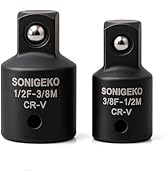 SONIGEKO Impact Socket Adapter and Reducer Set 2PCS, 3/8” Female to 1/2” Male Adapter, 1/2" Femal...