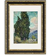 Yaetm 12x16 Vintage Picture Frame, Ornate Antique Gold 12x16 Frame with Real Glass, 1.5-inch Wide...