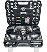 KOOPOOL 114-Piece Ratcheting Tap and Die Set with HSS Drill Bits, SAE/Metric Threading Tool Kit, ...