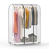 Zilink Clear Garment Rack Cover Transparent Clothes Rack Cover Waterproof Clothing Rack Cover wit...