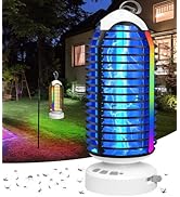 Bug Zapper Outdoor with Colorful Lighting and Auto-Sensing, 3 in 1 Cordless 4000mAh Battery Elect...