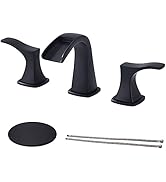 DIKUROOMS Waterfall Widespread Bathroom Sink Faucet Brass 2 Handle 8 Inch Basin Mixer Tap Vanity ...