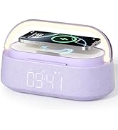 FREEFISH Bluetooth Speaker with Wireless Charger, Clock, Dimmer Night Light, FM Radio, Phone Hold...