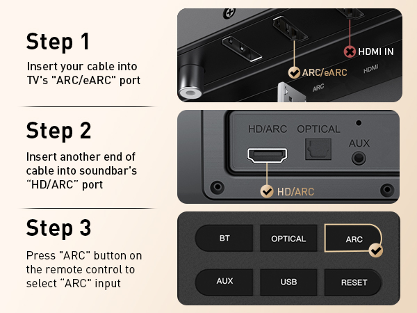 HDMI ARC connection steps