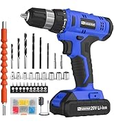FADAKWALT Cordless Drill Set, 20V Electric Power Drill with Battery And Charger, Torque 30N, 21+1...
