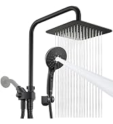 Ryamen Dual Shower Head Combo, 8'' High Pressure Rain Shower Head with Handheld Spray, 6+1 Spray ...