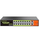 16 Port PoE Switch with 2 Gigabit Uplink, 250W Rack Mount Ethernet Switch, IEEE 802.3af/at, 30W/P...
