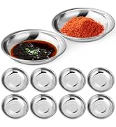 DOITOOL 10 Pcs Stainless Steel Sauce Dish 4 Inch Appetizer Plates, Small Metal Plates Soy Sauce D...