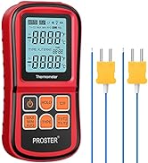 Proster Digital Thermocouple Temperature Thermometer with Two K-Type Thermocouple Probe Backlight...