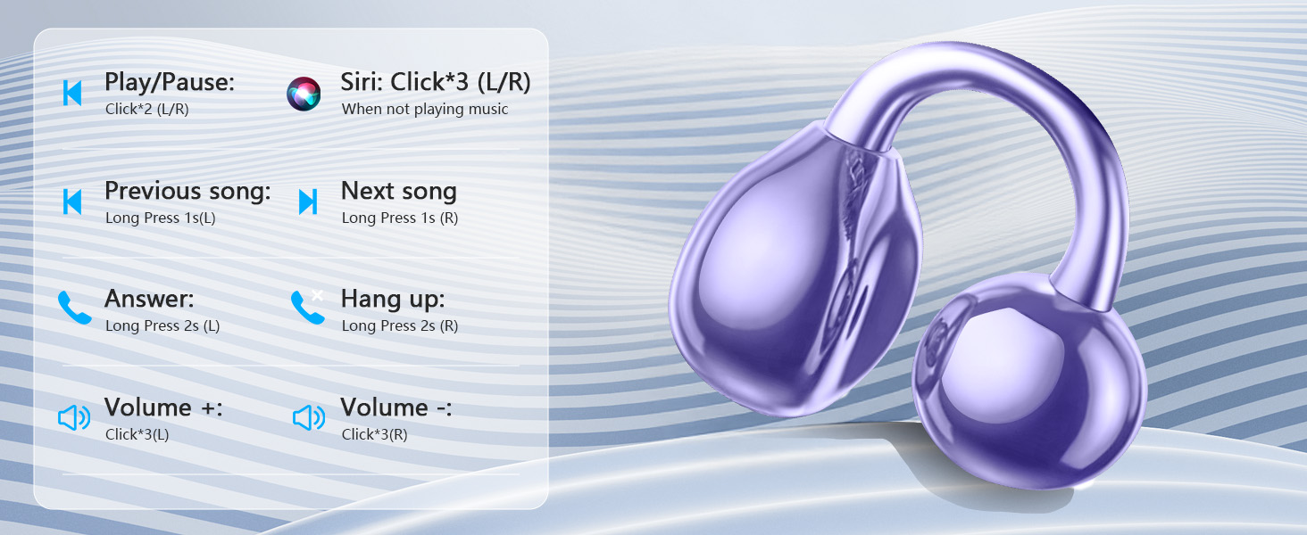 Open Ear Clip Headphones Ultra Comfort Bluetooth 5.4 Headphones with Intelligent Touch Color Screen