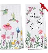 Hordely Hummingbird Gifts for Women Spring Kitchen Towels, Hummingbird Kitchen Decor Dish Hand Te...