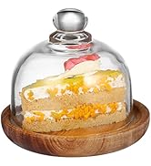 Cabilock Wooden Cheese Dome Mini Cheese Plant Platter with Glass Top and Wooden Base Rustic Decor...