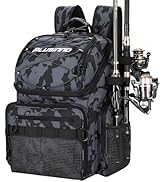 PLUSINNO Fishing Backpack with Rod Holders 45L Large Water-resistant Fishing Tackle bag St...