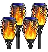 Solar Lights Outdoor, 4 Pack Flickering Flame Solar Torch Lights outside with Super Larger Size f...