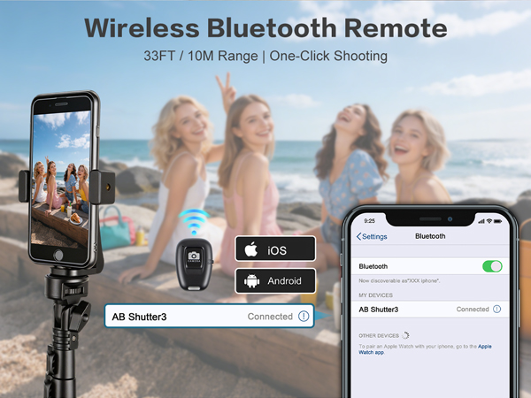  Take photos or start recording from up to 33 ft away using the wireless remote. 