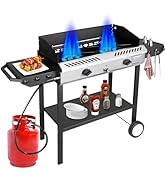Bestfire 2 Burner Propane Stove Outdoor Camping Gas Stoves 150,000 BTU Auto Ignition with Regulat...