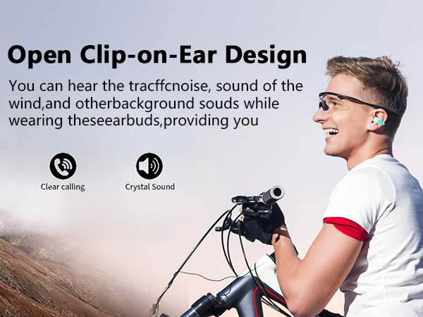 Open Ear Headphones,True Wireless Bluetooth 5.3 Lightweight Comfort Bone Conduction Clip On Earbuds
