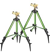 Triumpeek 2 Pack Impact Sprinkler on Tripod Base with Stakes, 360 Degree Large Area Coverage Irri...