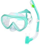 Kids Snorkel Set, Child Diving Mask Anti-Fog Swim Goggles and Dry Snorkel Children Snorkeling Gea...
