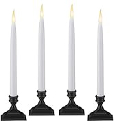 612 Vermont Battery Operated LED Taper Window Candles with Timer (6 on/18 Off), Patented Warm Whi...