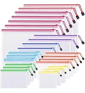 24pcs Mesh Zipper Pouch Bags - 8 Sizes Plastic Zipper Pouches for Organization, Mesh Bags with Zi...