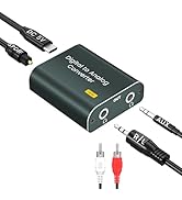Digital to Analog Audio Converter,192kHz DAC Converter Digital Optical to Dual Analog 3.5mm AUX A...