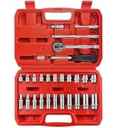 EACELIY 28pcs 1/4" Drive Impact Socket Set,Drive Master Socket Set,SAE, Deep&amp;Shallow with Univers...