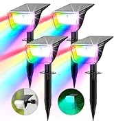 Linkind Solar Spotlights Outdoor, 10 Lighting Modes Color Changing Lights Outdoor, Solar Lights O...