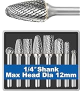 Sworker 8Pcs Carbide Burr Set 1/4 Shank w/Clear Box Max Head Dia 12mm Die Grinder Bits Rotary Too...