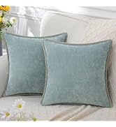 decorUhome Chenille Soft Throw Pillow Covers 18x18 Set of 2, Farmhouse Velvet Pillow Covers, Deco...