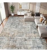 cotiled Washable 8x10 Area Rug for Living Room - Modern Abstract Carpet with Non-Slip Backing, Lo...