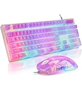 CHONCHOW LED Gaming Keyboad and Mouse Combo, Transparent RGB Rainbow Backlit Keyboard, 104 Keys A...