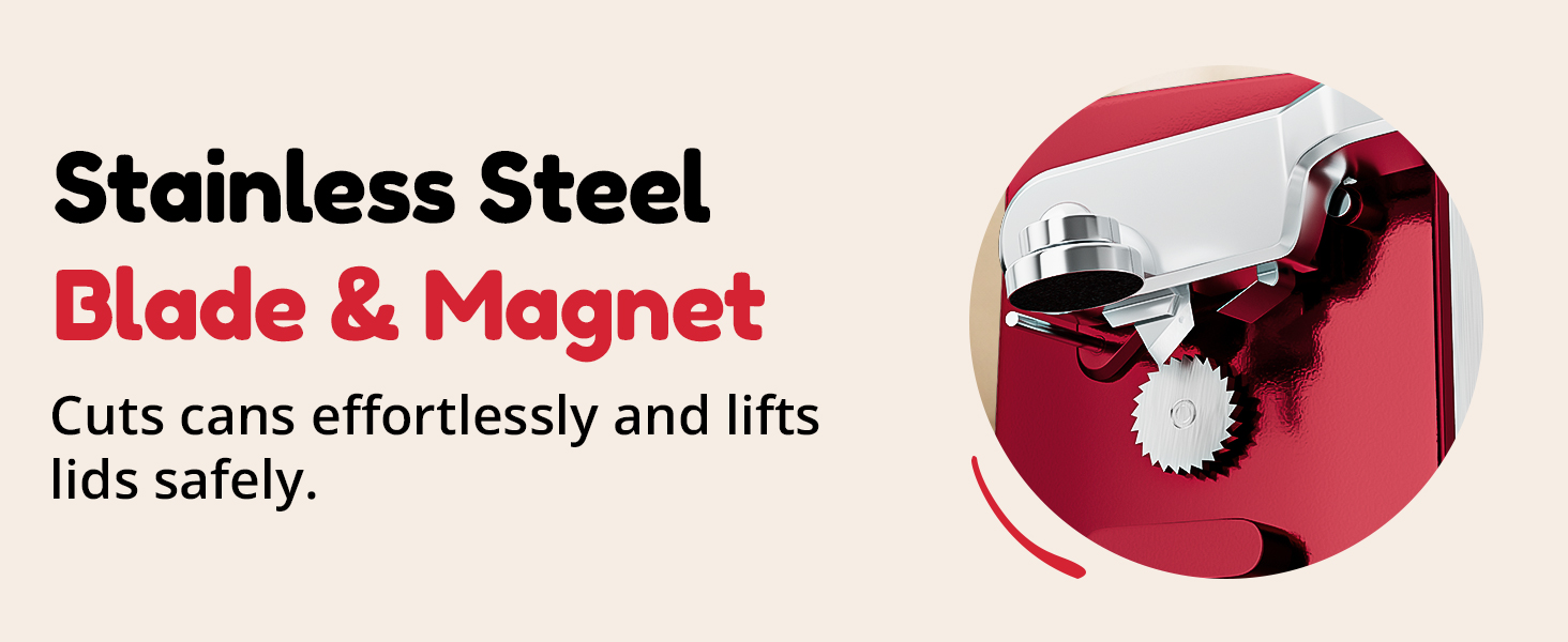 NK-0734 Stainless steel blade &amp;amp; magnetic lifter for smooth, safe can lid removal