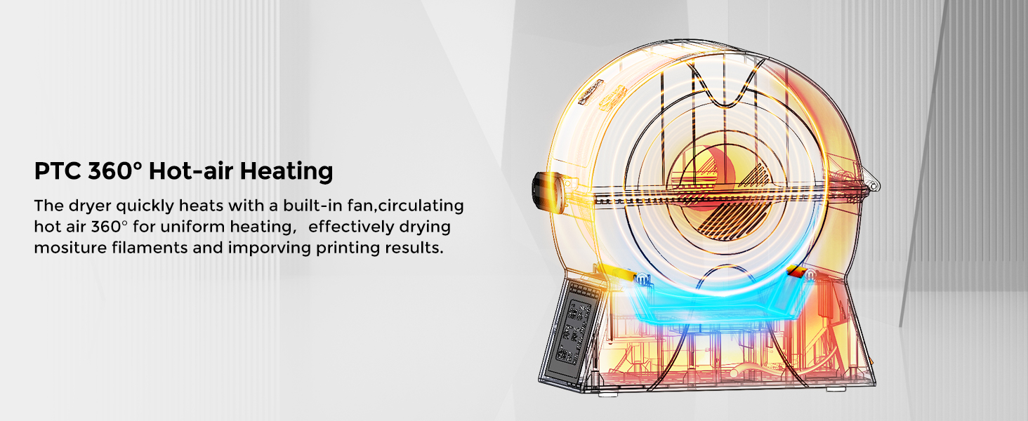 Filament Dryer Box Filament Sealed Storage Box 3D Printer 2 Spools Holder with PTC Fast Heater