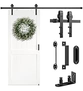 Arti-Life Barn Door Hardware Kit 6.6FT Heavy Duty Sliding Door Track Kit with Floor Guide and 2 H...